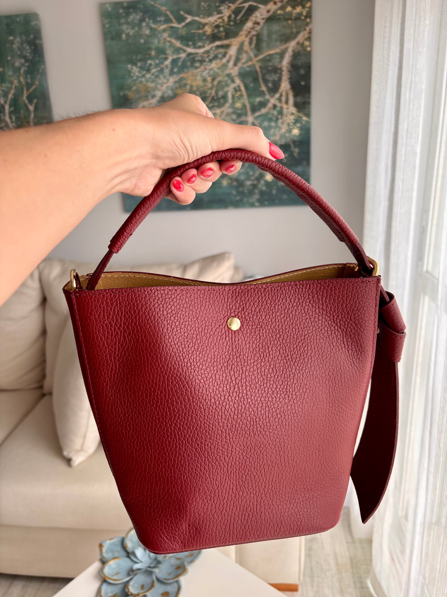 Bolso Bucket en piel