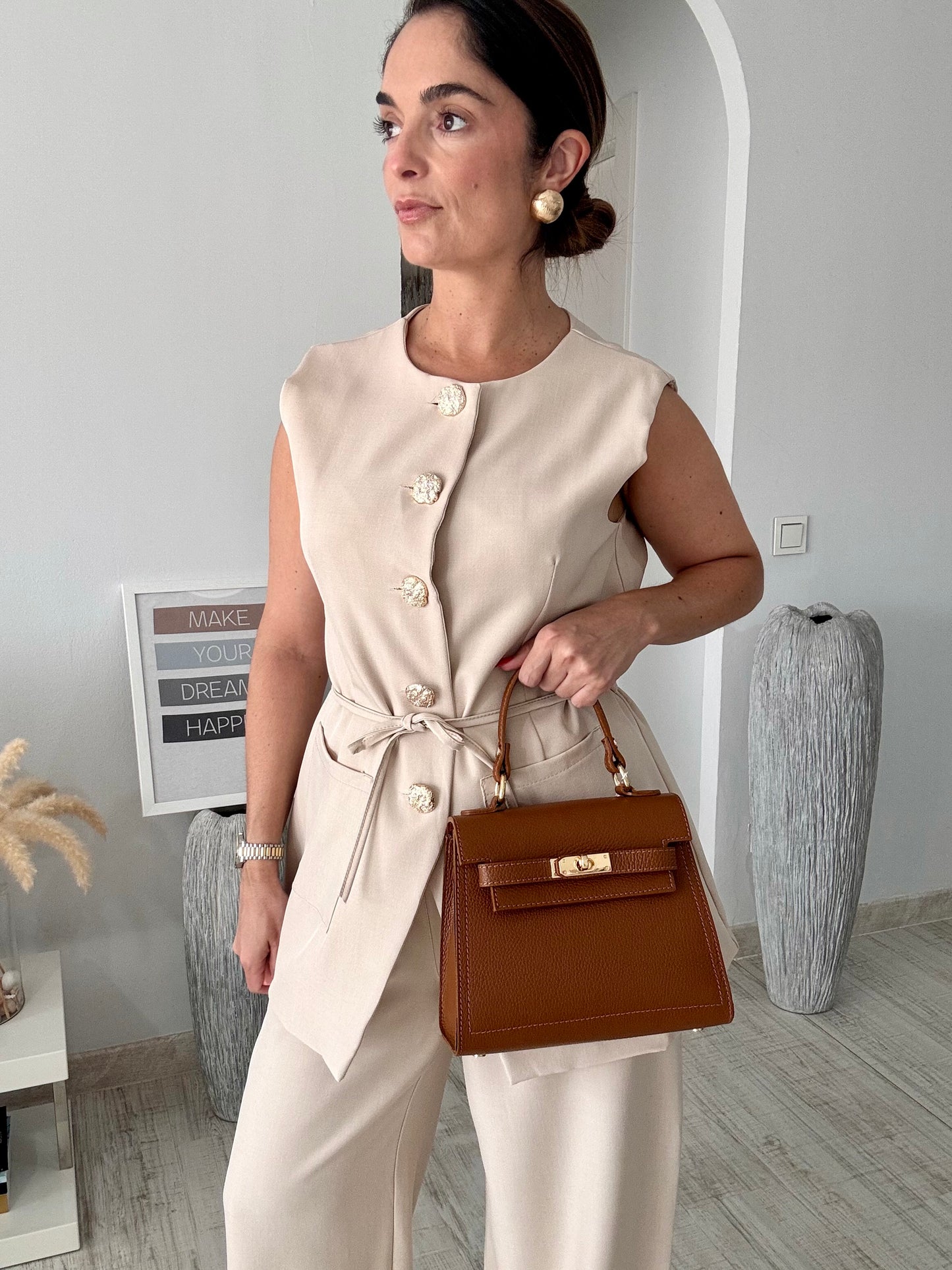 Bolso H Camel en Piel