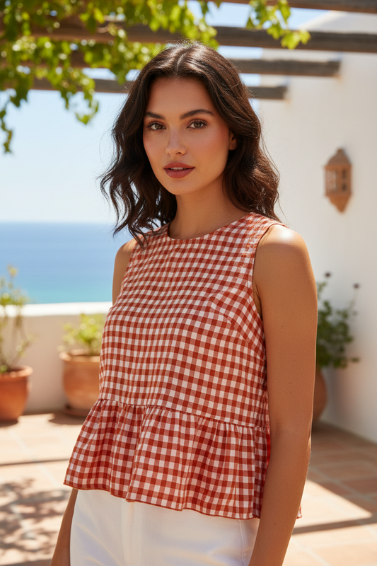 Blusa Vichy Asimétrica