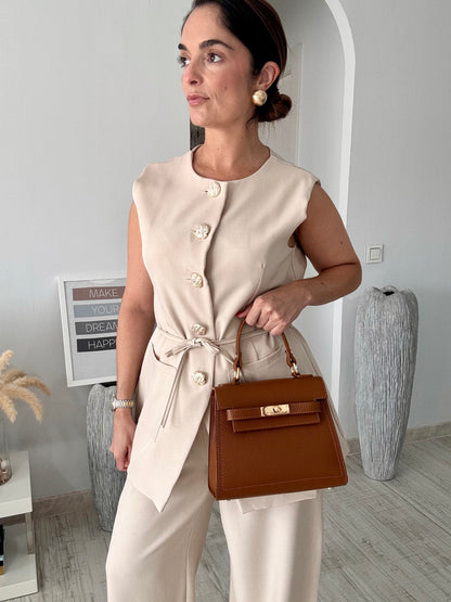 Bolso H Camel en Piel
