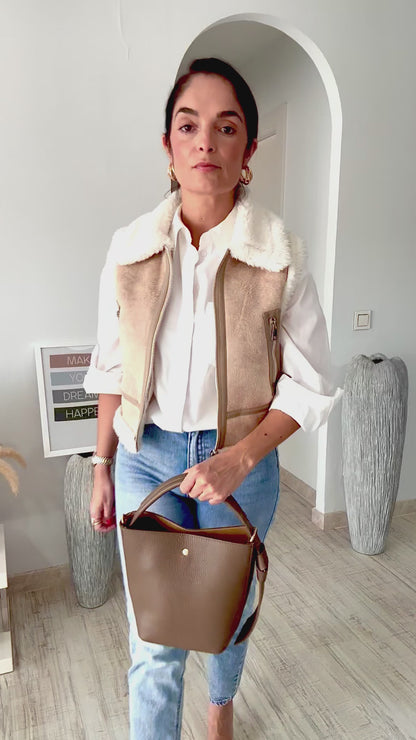 Bolso Bucket en piel